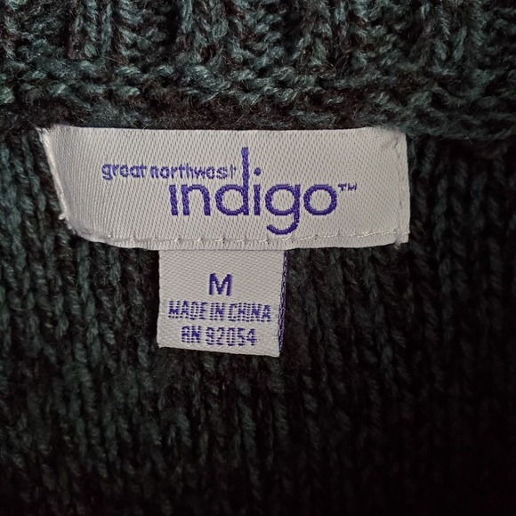 Great Northwest Indigo Womens M Green Mock Neck Oversize Asymmetrical Zip Jacket - Picture 5 of 7